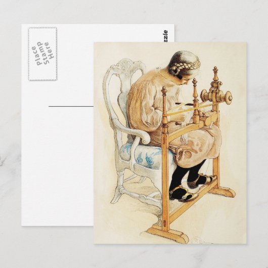 Zweeds meisje weven briefkaart (Voorkant / Achterkant)