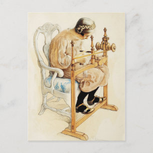 Zweeds meisje weven briefkaart