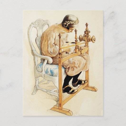 Zweeds meisje weven briefkaart (Voorkant)