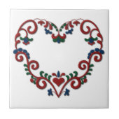 Zweeds Noors Rosemaling Heart Scandinavian Tegeltje (Voorkant)