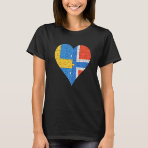 Zweeds Noors Vlag Hart T-shirt