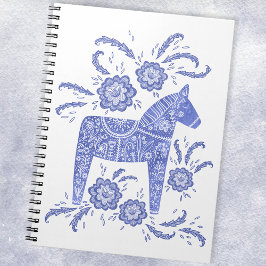 Zweeds Notitieboek van Dala Horse Blue en White