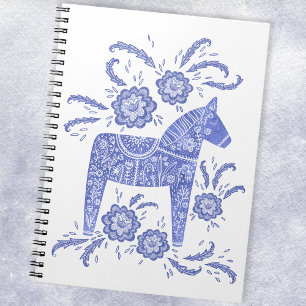 Zweeds Notitieboek van Dala Horse Blue en White