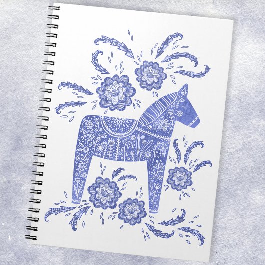 Zweeds Notitieboek van Dala Horse Blue en White