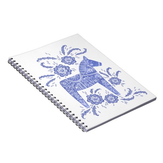 Zweeds Notitieboek van Dala Horse Blue en White (Rechterzijde)