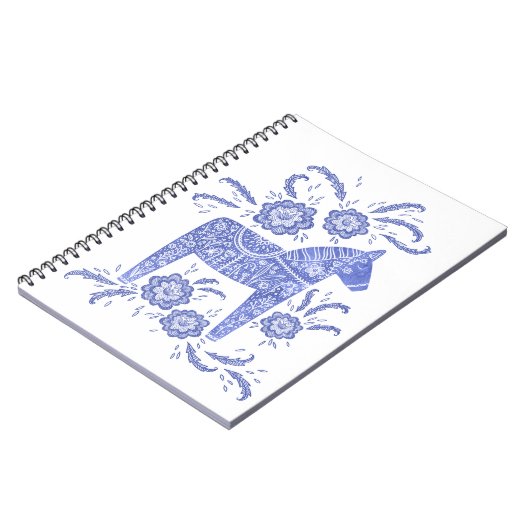 Zweeds Notitieboek van Dala Horse Blue en White (Linkerzijde)