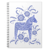Zweeds Notitieboek van Dala Horse Blue en White (Voorkant)