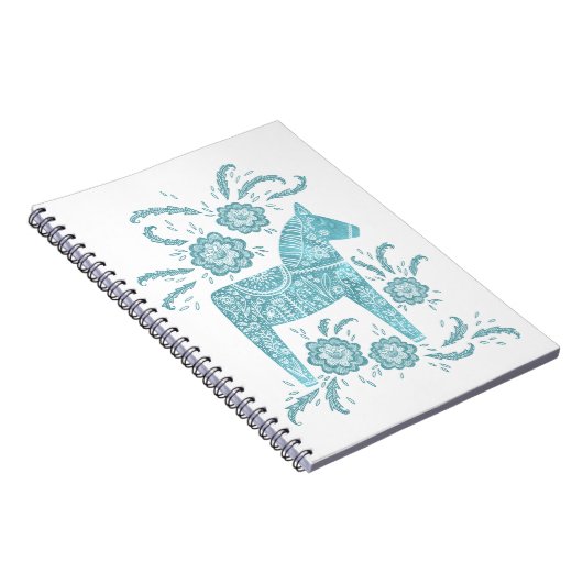 Zweeds Notitieboek voor Blauwgroen en witte folkla (Rechterzijde)