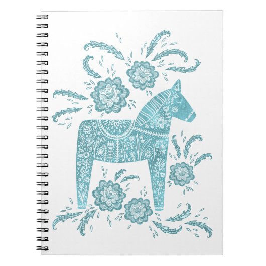 Zweeds Notitieboek voor Blauwgroen en witte folkla (Voorkant)