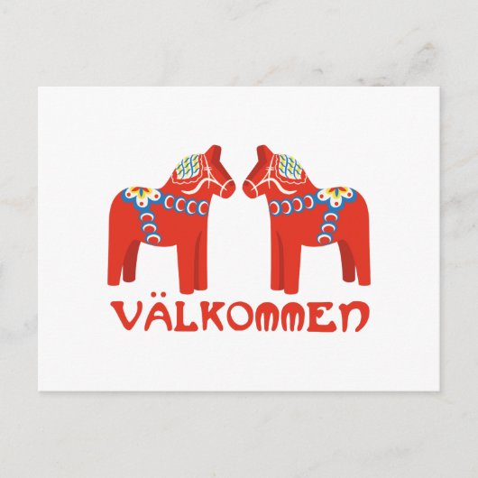 Zweeds paard Valkommen Briefkaart (Voorkant)