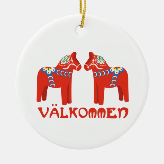 Zweeds paard Valkommen Keramisch Ornament (Voorkant)