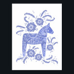 Zweeds Poster voor paardenblauw Dala<br><div class="desc">Een traditioneel Zweeds schilderij van Dala Horse in indigo blauw en wit. Ideaal voor Vikingen en paard- en pony-liefhebbers.</div>