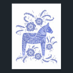Zweeds Poster voor paardenblauw Dala<br><div class="desc">Een traditioneel Zweeds schilderij van Dala Horse in indigo blauw en wit. Ideaal voor Vikingen en paard- en pony-liefhebbers.</div>