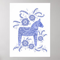 Zweeds Poster voor paardenblauw Dala