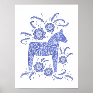 Zweeds Poster voor paardenblauw Dala