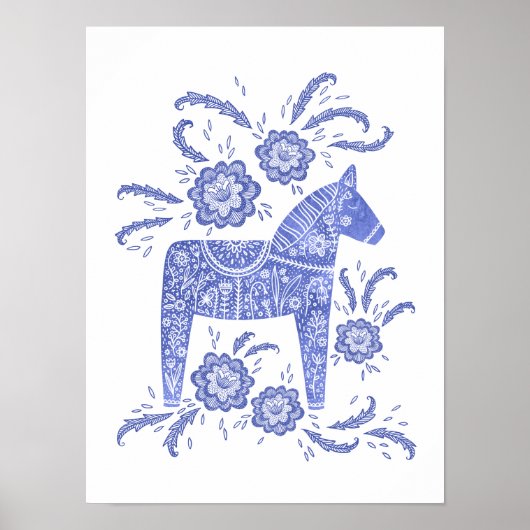 Zweeds Poster voor paardenblauw Dala (Voorkant)