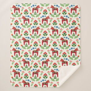 Zweeds Red Dala Horses Sherpa Blanket Deken