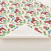 Zweeds Red Dala Horses Sherpa Blanket Deken (3/4)