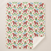Zweeds Red Dala Horses Sherpa Blanket Sherpa Deken (Voorkant)