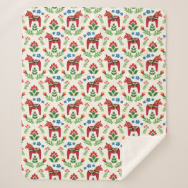 Zweeds Red Dala Horses Sherpa Blanket Sherpa Deken