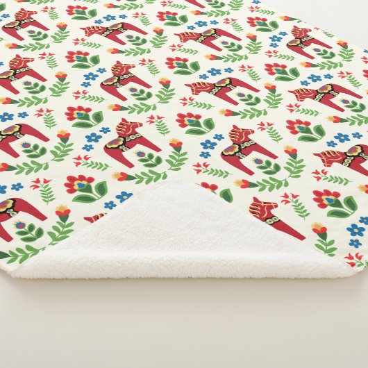 Zweeds Red Dala Horses Sherpa Blanket Sherpa Deken (3/4)