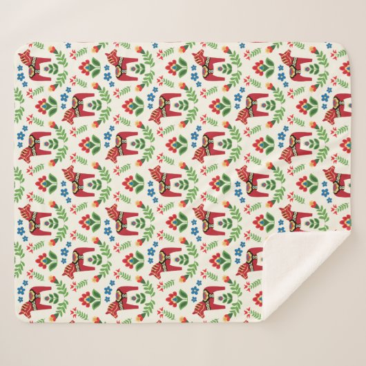 Zweeds Red Dala Horses Sherpa Blanket Sherpa Deken (Voorkant (horizontaal))