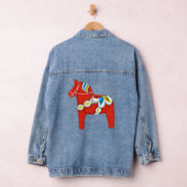Zweeds rood dala paard | Volkskunst Denim Jacket (Hangar)