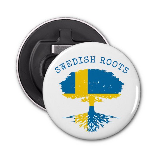 Zweeds Roots Flag Button Flesopener (Voorkant)