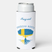 Zweeds Roots Flag gepersonaliseerd Seltzer Blikjeskoeler (Seltzer Achterkant)