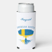 Zweeds Roots Flag gepersonaliseerd Seltzer Blikjeskoeler (Seltzer Voorkant)