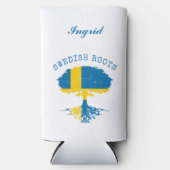 Zweeds Roots Flag gepersonaliseerd Seltzer Blikjeskoeler (Voorkant)