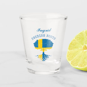 Zweeds Roots Flag gepersonaliseerd Shot Glas