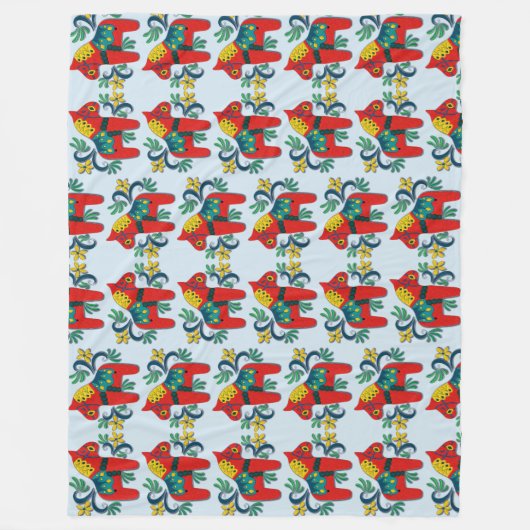 Zweeds Scandinavian Dala Horse Large Pattern Fleece Deken (Voorkant)