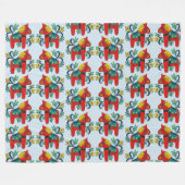 Zweeds Scandinavian Dala Horse Large Pattern Fleece Deken (Voorkant (Horizontaal))