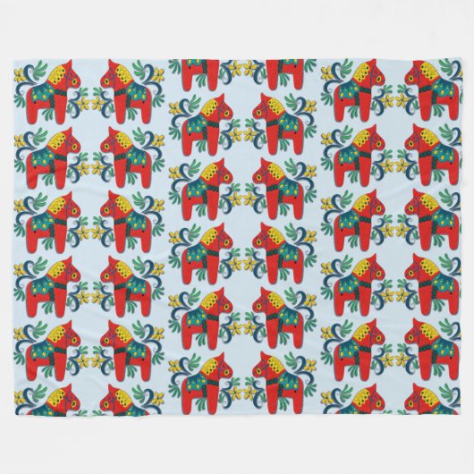 Zweeds Scandinavian Dala Horse Large Pattern Fleece Deken (Voorkant (Horizontaal))