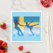 Zweeds schaatsduo silhouet servet (Insitu)