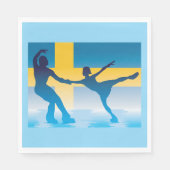Zweeds schaatsduo silhouet servet (Voorkant)