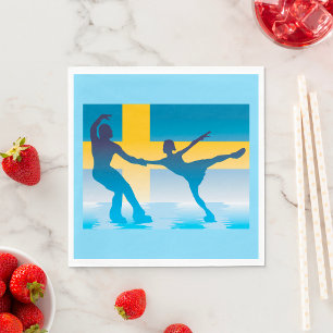 Zweeds schaatsduo silhouet servet