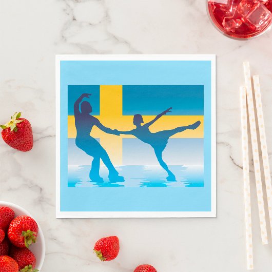 Zweeds schaatsduo silhouet servet