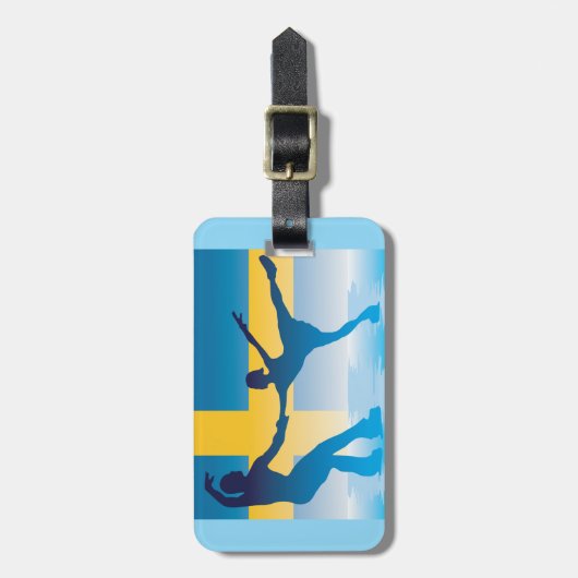 Zweeds schaatsduo Silhouette Bagagelabel (Voorkant verticaal)