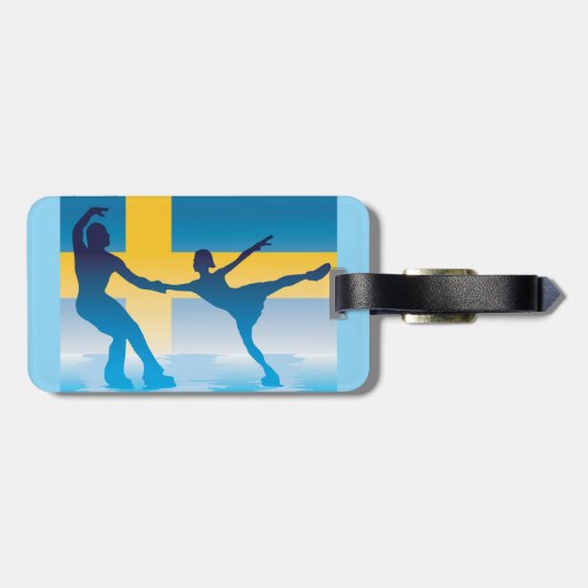 Zweeds schaatsduo Silhouette Bagagelabel (Achterkant horizontaal)