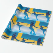 Zweeds schaatsduo Silhouette Cadeaupapier (Uitgerold)