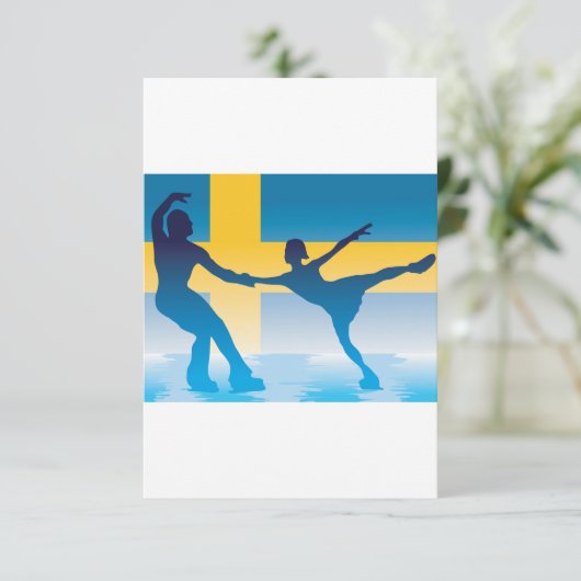 Zweeds schaatsduo Silhouette Kaart (Staand voorkant)