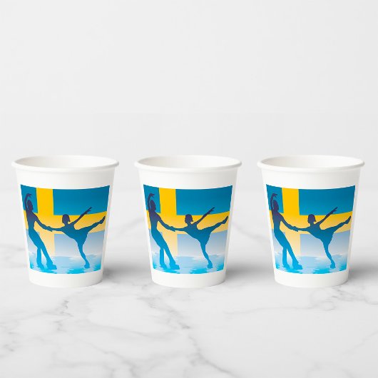 Zweeds schaatsduo Silhouette Papieren Bekers