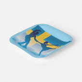 Zweeds schaatsduo Silhouette Papieren Bordje (Gebogen)