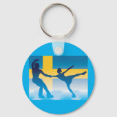 Zweeds schaatsduo Silhouette Sleutelhanger (Voorkant)
