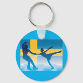Zweeds schaatsduo Silhouette Sleutelhanger (Achterkant)