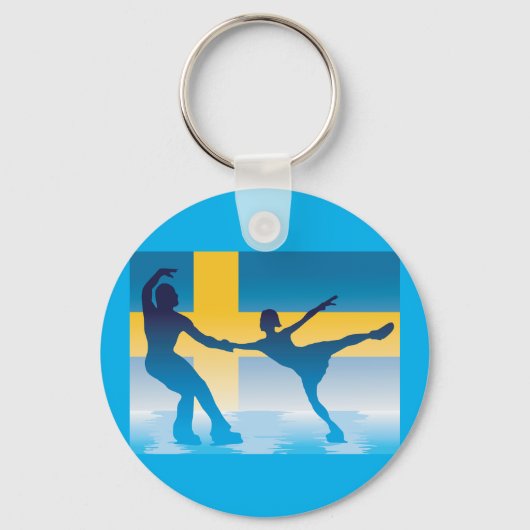 Zweeds schaatsduo Silhouette Sleutelhanger (Achterkant)