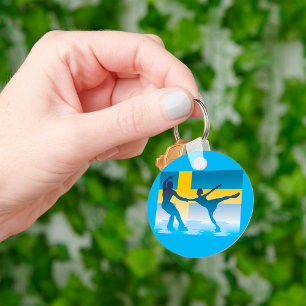Zweeds schaatsduo Silhouette Sleutelhanger