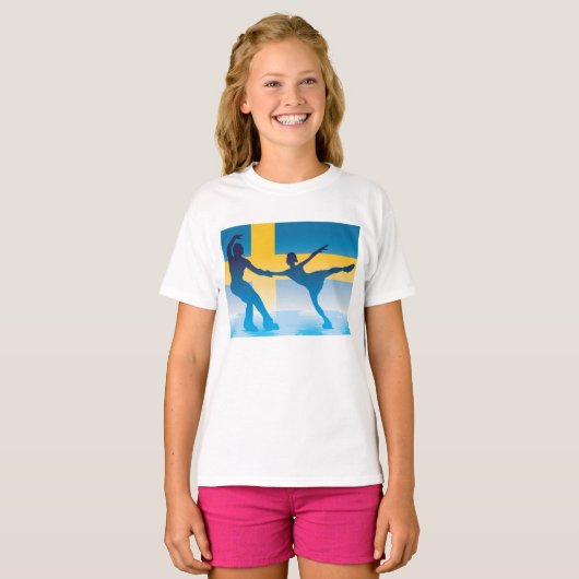 Zweeds schaatsduo Silhouette T-shirt (Voorkant volledig)